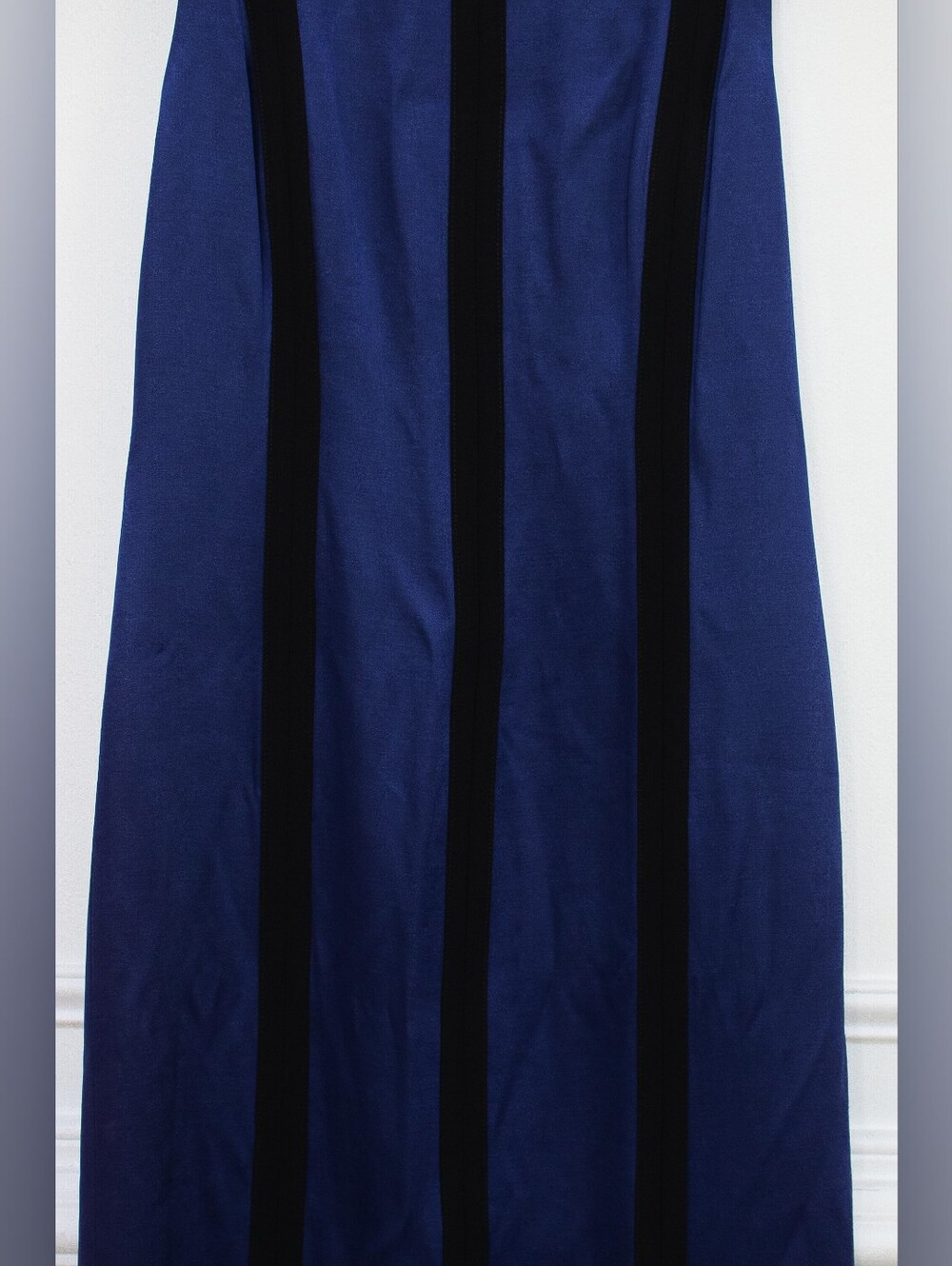 Diane Von Furstenberg Blue Black Striped Sleeveless Sheath Midi Dress Size 2 - Picture 7 of 15